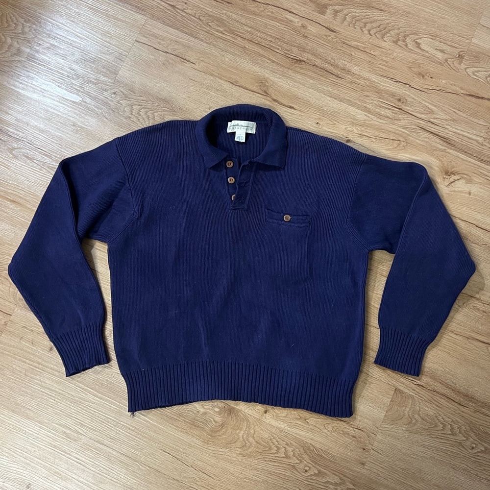 RARE VTG 80S PATAGONIA 100% Cotton EGGPLANT PURPLE 1/4 Button SWEATER KNIT
